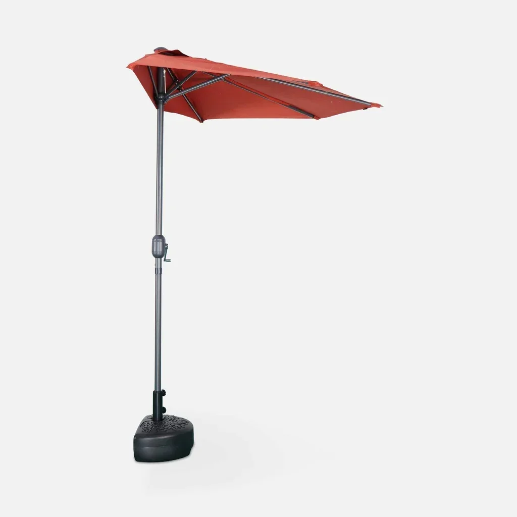 Parasol balcon demi-rond 2,5m mât central aluminium UV protection