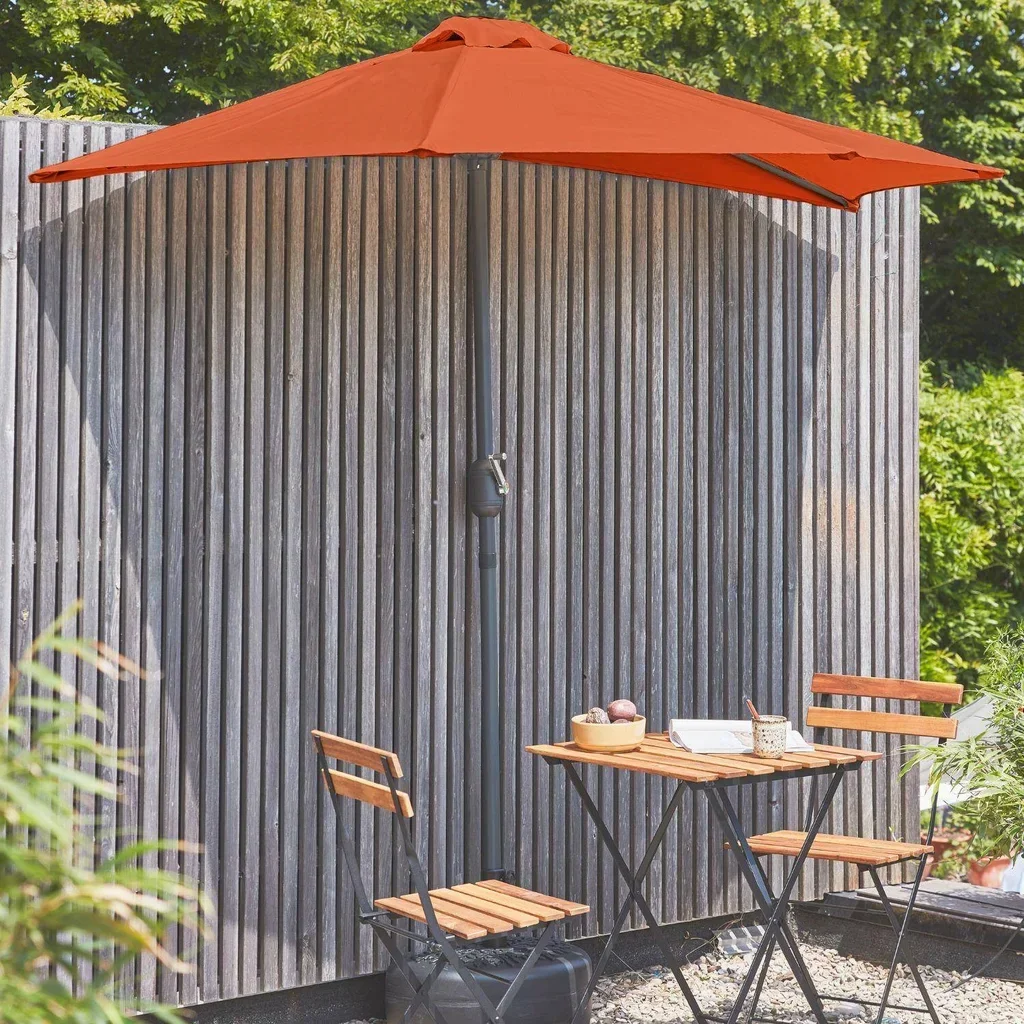 Parasol balcon demi-rond 2,5m mât central aluminium UV protection
