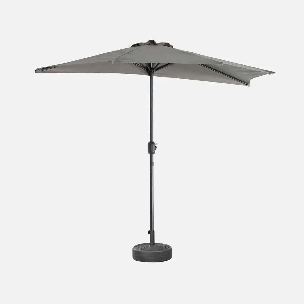 Parasol balcon demi-rond 2,5m mât central aluminium UV