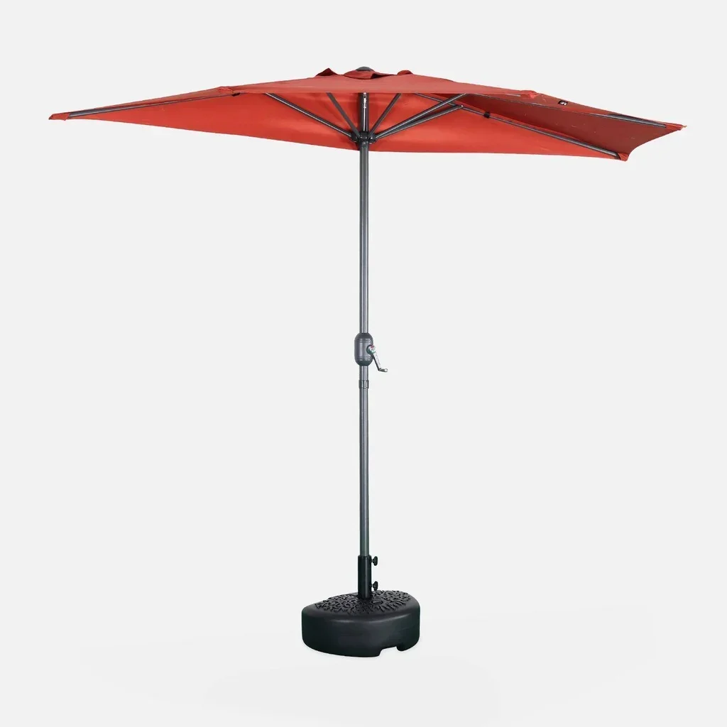 Parasol balcon demi-rond 2,5m mât central aluminium UV protection