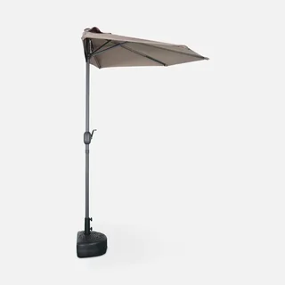 Parasol balcon 2,5m demi-rond à mât central aluminium UV 180g/m²