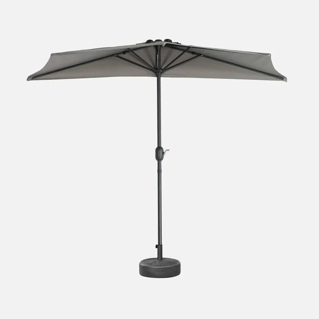 Parasol balcon demi-rond 2,5m mât central aluminium UV