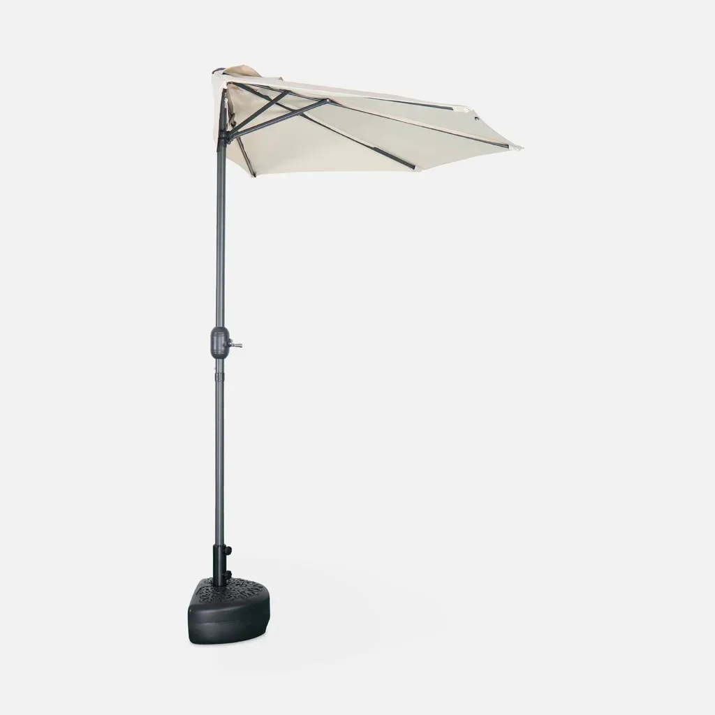 Parasol balcon demi-rond 2,5m mât central aluminium anti-UV