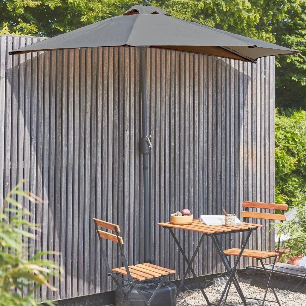 Parasol balcon demi-rond 2,5 m mât central aluminium UV protection