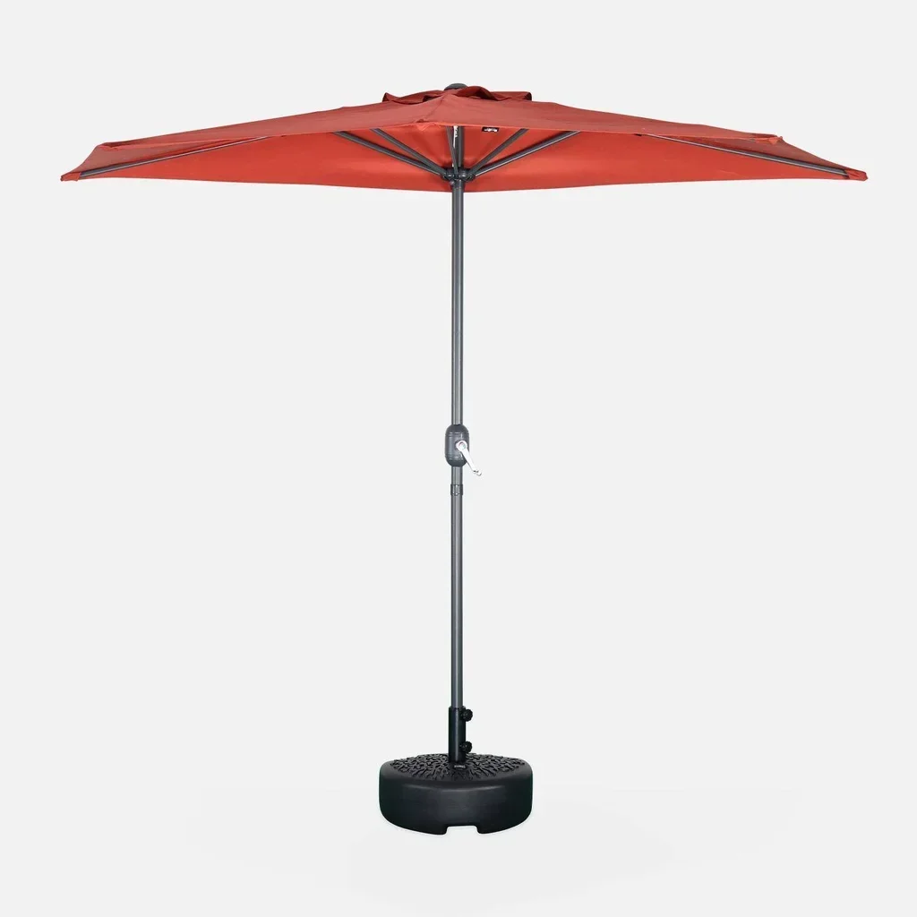 Parasol balcon demi-rond 2,5m mât central aluminium UV protection