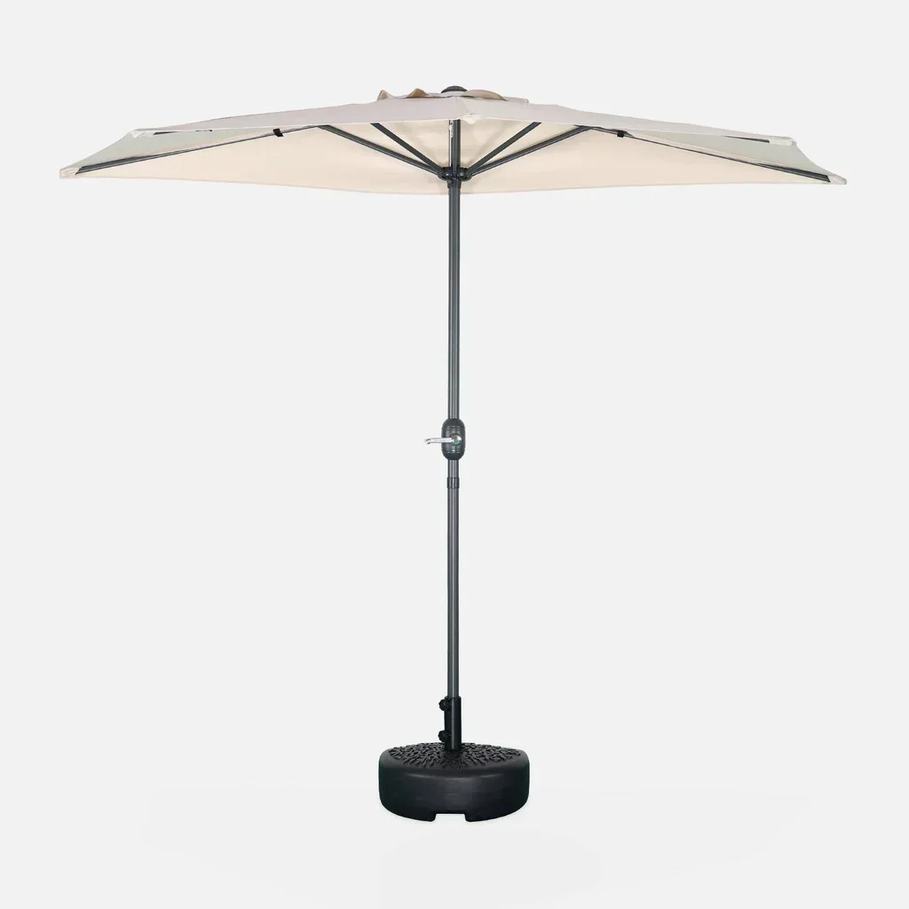 Parasol balcon demi-rond 2,5m mât central aluminium anti-UV