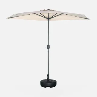 Parasol balcon demi-rond 2,5m mât central aluminium anti-UV
