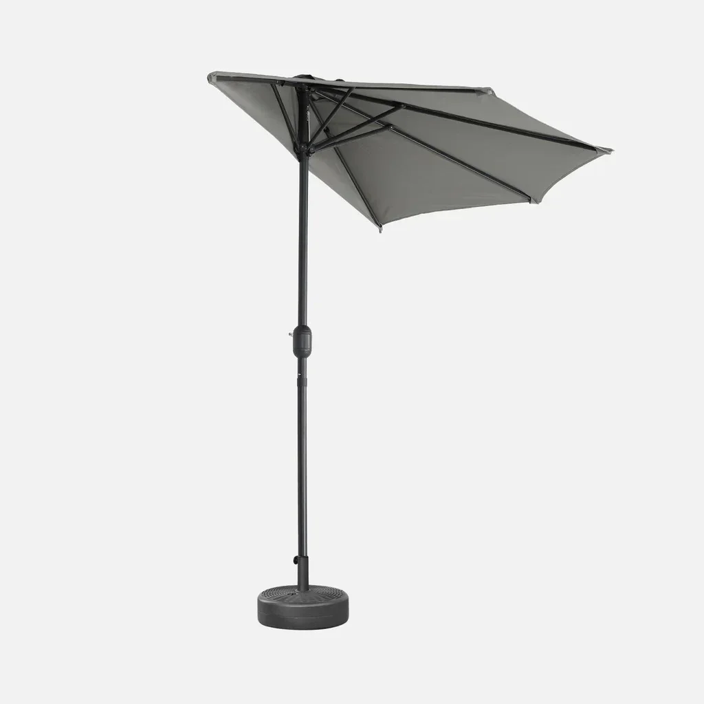 Parasol balcon demi-rond 2,5m mât central aluminium UV