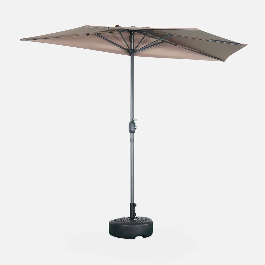 Parasol balcon 2,5m demi-rond à mât central aluminium UV 180g/m²