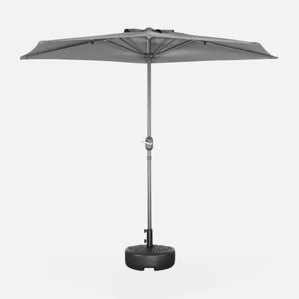 Parasol balcon demi-rond 2,5 m mât central aluminium UV protection