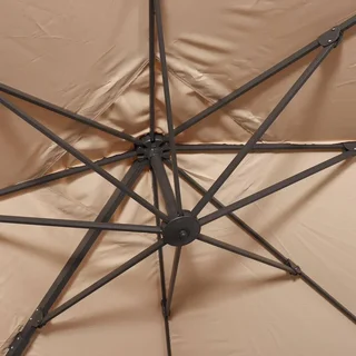 Parasol déporté Falgos 3x3m bleu canard avec dalles de lestage 50x50cm
