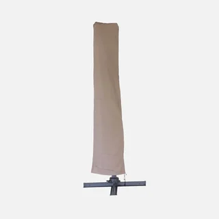 Parasol déporté aluminium 3x3m bleu canard avec 4 dalles lestage