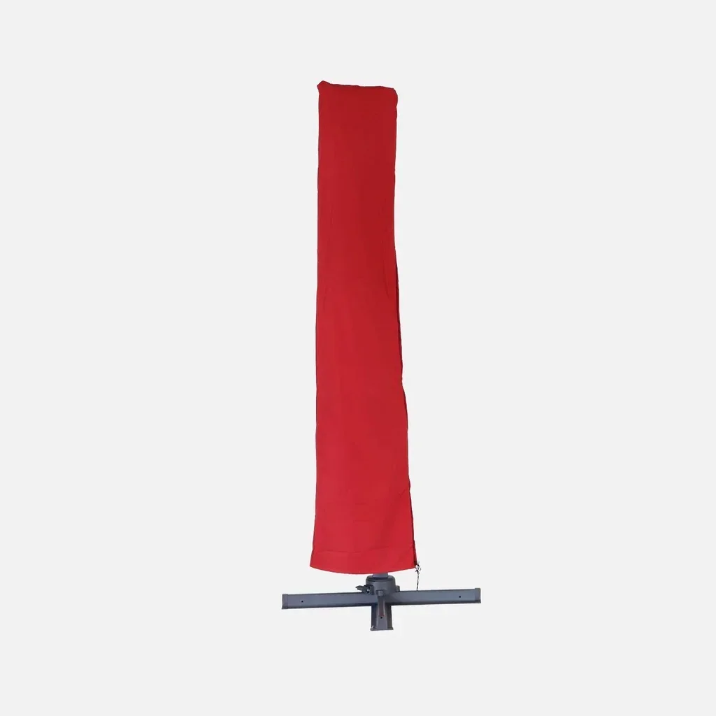 Parasol déporté 3x3m aluminium bleu canard avec dalles lestage