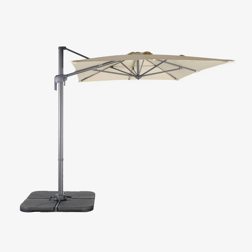Rectangular Cantilever Parasol 2x3m with 4 Base Plates Offset Umbrella