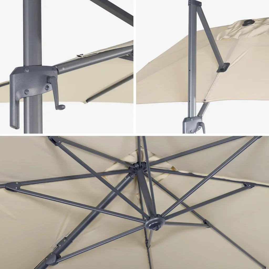 Rectangular Cantilever Parasol 2x3m with 4 Base Plates Offset Umbrella