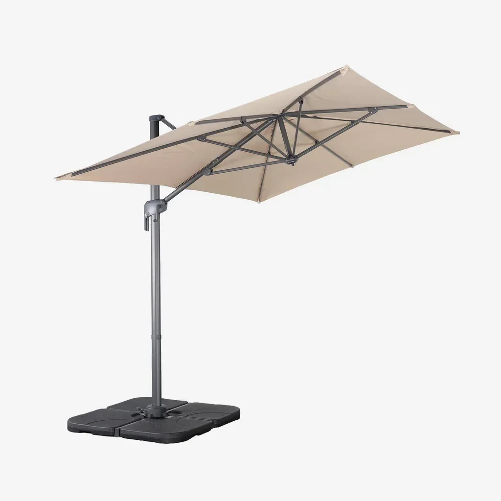 Cantilever Parasol Rectangular 2x3m with 4 Weighted Base Plates 50x50cm