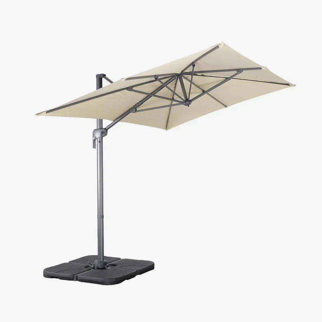Rectangular Cantilever Parasol 2x3m with 4 Base Plates Offset Umbrella