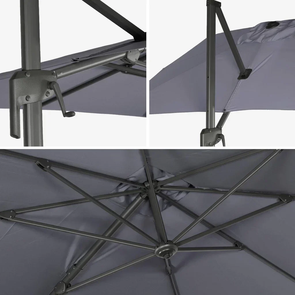 Cantilever Parasol Rectangular 2x3m with 4 Weighted Base Plates 50x50cm