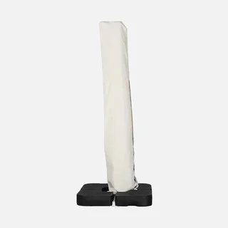 Parasol déporté rectangulaire 3x4m mât effet bois avec dalles de lestage 50x50cm