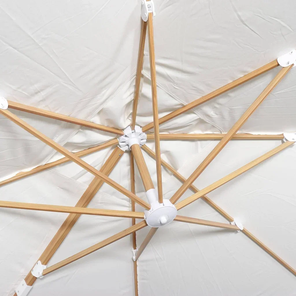 Parasol excentré carré 3x3 m mât aluminium effet bois Falgos