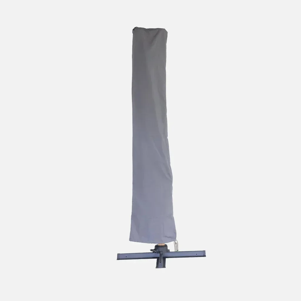 Parasol excentré carré 3x3 m aluminium effet bois avec toile déperlante