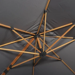 Parasol excentré carré 3x3 m aluminium effet bois avec toile déperlante