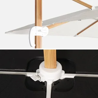 Parasol excentré carré 3x3 m mât aluminium effet bois Falgos