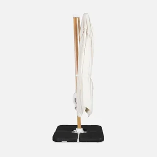 Parasol excentré carré 3x3 m mât aluminium effet bois Falgos