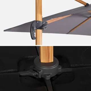 Parasol excentré carré 3x3 m aluminium effet bois avec toile déperlante