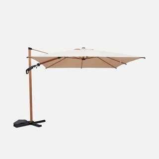 Parasol excentré carré 3x3 m mât aspect bois Étretat