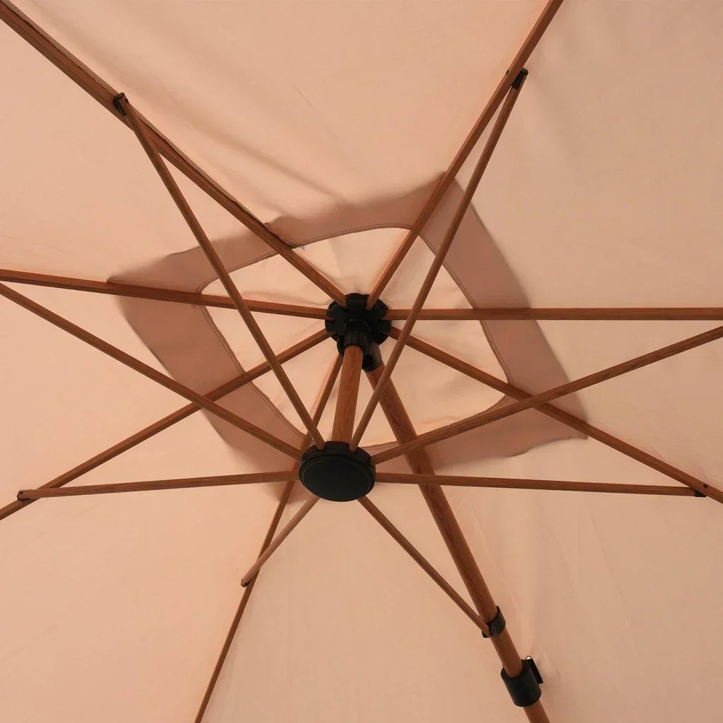 Parasol excentré carré 3x3 m mât aspect bois Étretat