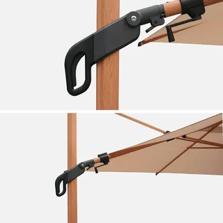 Parasol excentré carré 3x3 m mât aspect bois Étretat