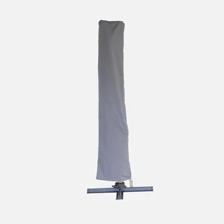 Guarda-sol descentrado quadrado 3x3m mastro efeito madeira 4 lajes lastro 50x50cm