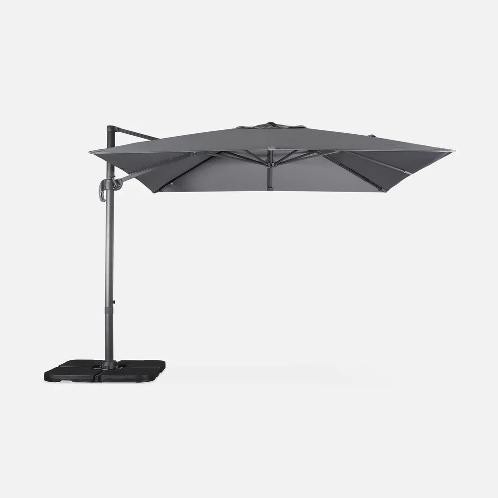 Freistehender quadratischer Sonnenschirm 3x3m Aluminium Entenblau neigbar Falgos