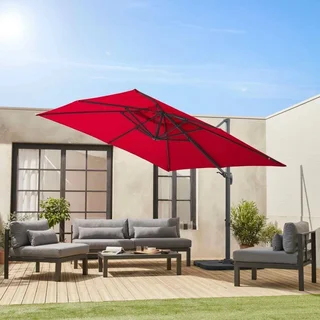 Offset Square Patio Umbrella 3x3m Aluminum Duck Blue Falgos