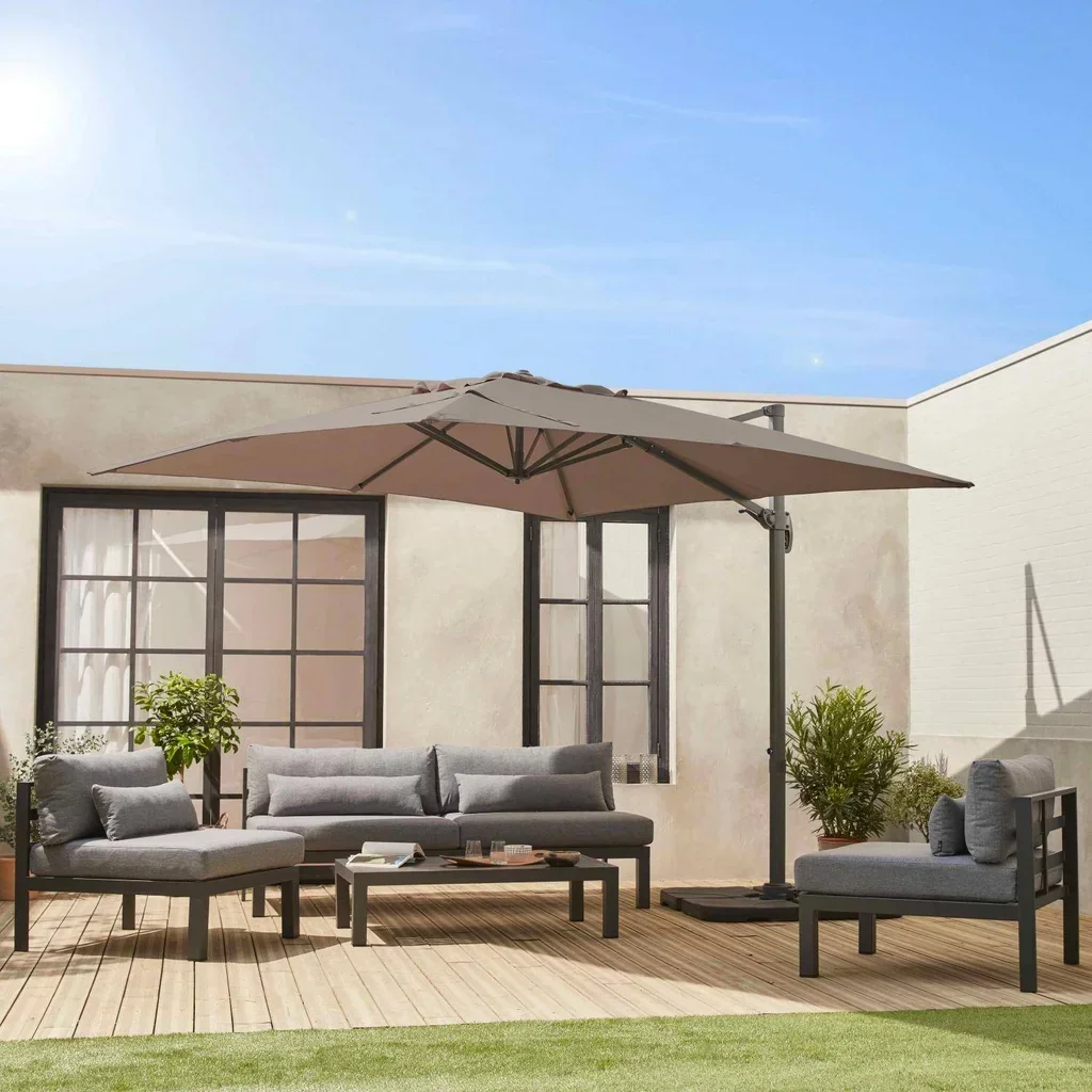 Freitragender Ampelschirm Falgos 3x3m Petrol Blau Aluminium Neigbar Garten Terrasse Sonnenschirm