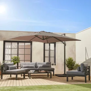 Offset Cantilever Parasol Falgos 3x3m Duck Blue Aluminium Tiltable Garden Patio Umbrella