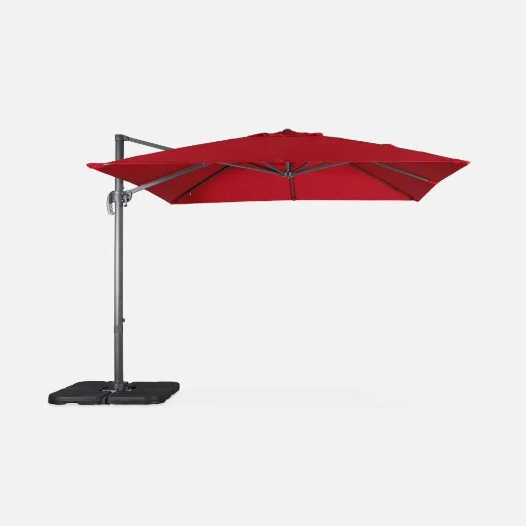 Freiarmiger Sonnenschirm Quadratisch 3x3m Aluminium Entenblau Falgos