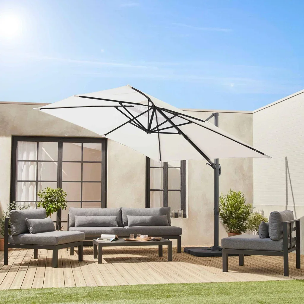 Freitragender Quadratischer Sonnenschirm 3x3m Falgos Aluminium Entenblau Neigbar