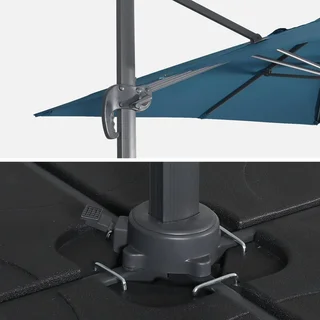 Offset square cantilever umbrella 3x3m aluminum duck blue Falgos