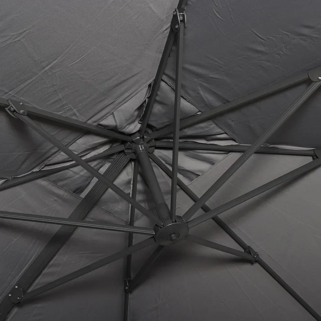 Freistehender quadratischer Sonnenschirm 3x3m Aluminium Entenblau neigbar Falgos