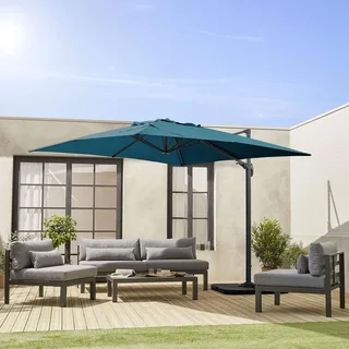 Offset square cantilever umbrella 3x3m aluminum duck blue Falgos