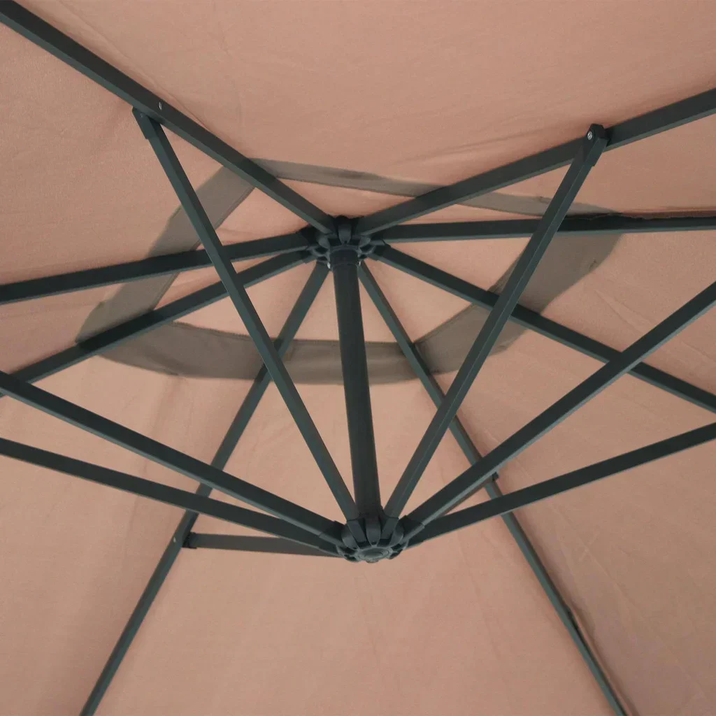 Parasol déporté carré 3x3m Hardelot - Toile polyester hydrofuge avec manivelle anti-retour et pied croix pour terrasse et jardin