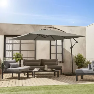 Parasol excentré carré 3x3m Hardelot jardin moderne déporté