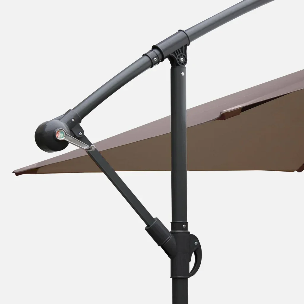 Parasol déporté carré 3x3m Hardelot - Toile polyester hydrofuge avec manivelle anti-retour et pied croix pour terrasse et jardin
