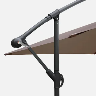 Parasol déporté carré 3x3m Hardelot - Toile polyester hydrofuge avec manivelle anti-retour et pied croix pour terrasse et jardin