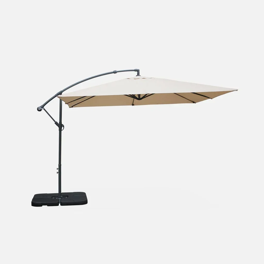 Parasol excentré carré 3x3m Hardelot gris anthracite jardin moderne