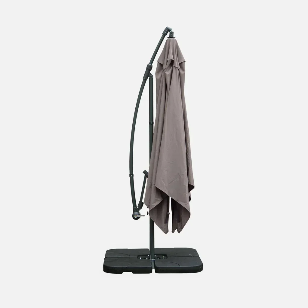 Parasol déporté carré 3x3m Hardelot - Toile polyester hydrofuge avec manivelle anti-retour et pied croix pour terrasse et jardin