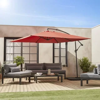Parasol déporté carré 3x3m Hardelot avec manivelle et toile hydrofuge