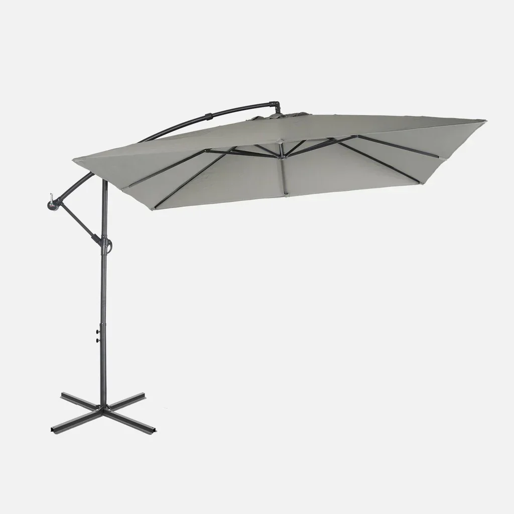 Parasol excentré carré 3x3m Hardelot jardin moderne déporté